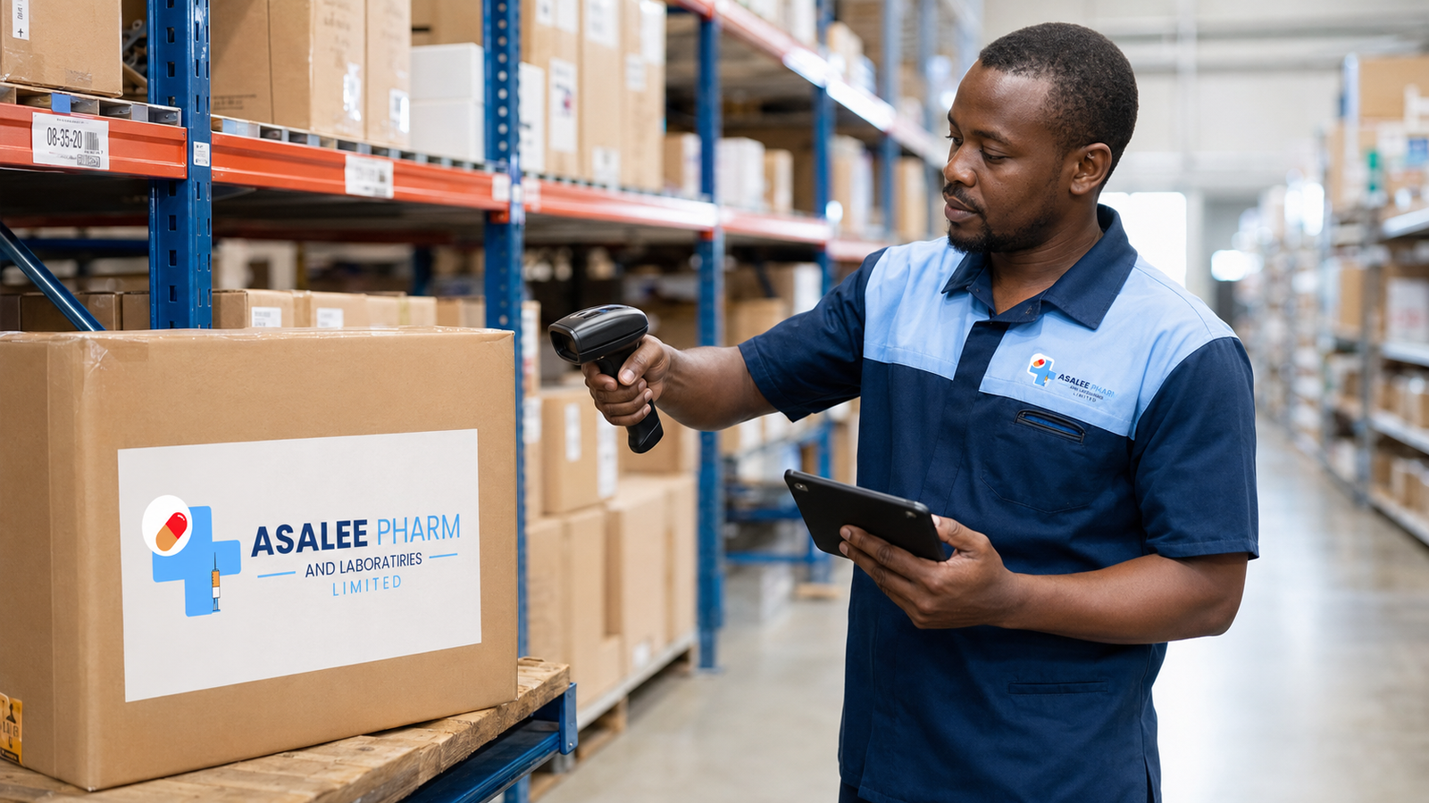 ASALEE warehouse professional checking inventory before dispatch