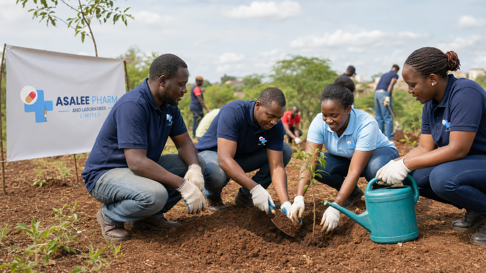 ASALEE team and community members participating in tree planting
