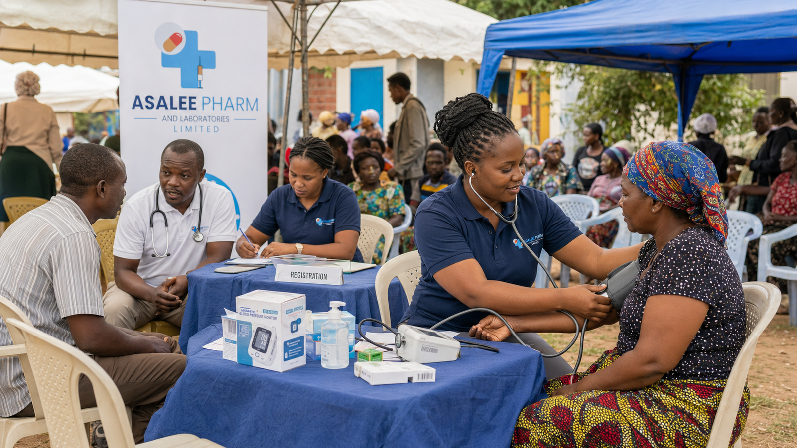ASALEE healthcare professionals providing services at a community medical camp